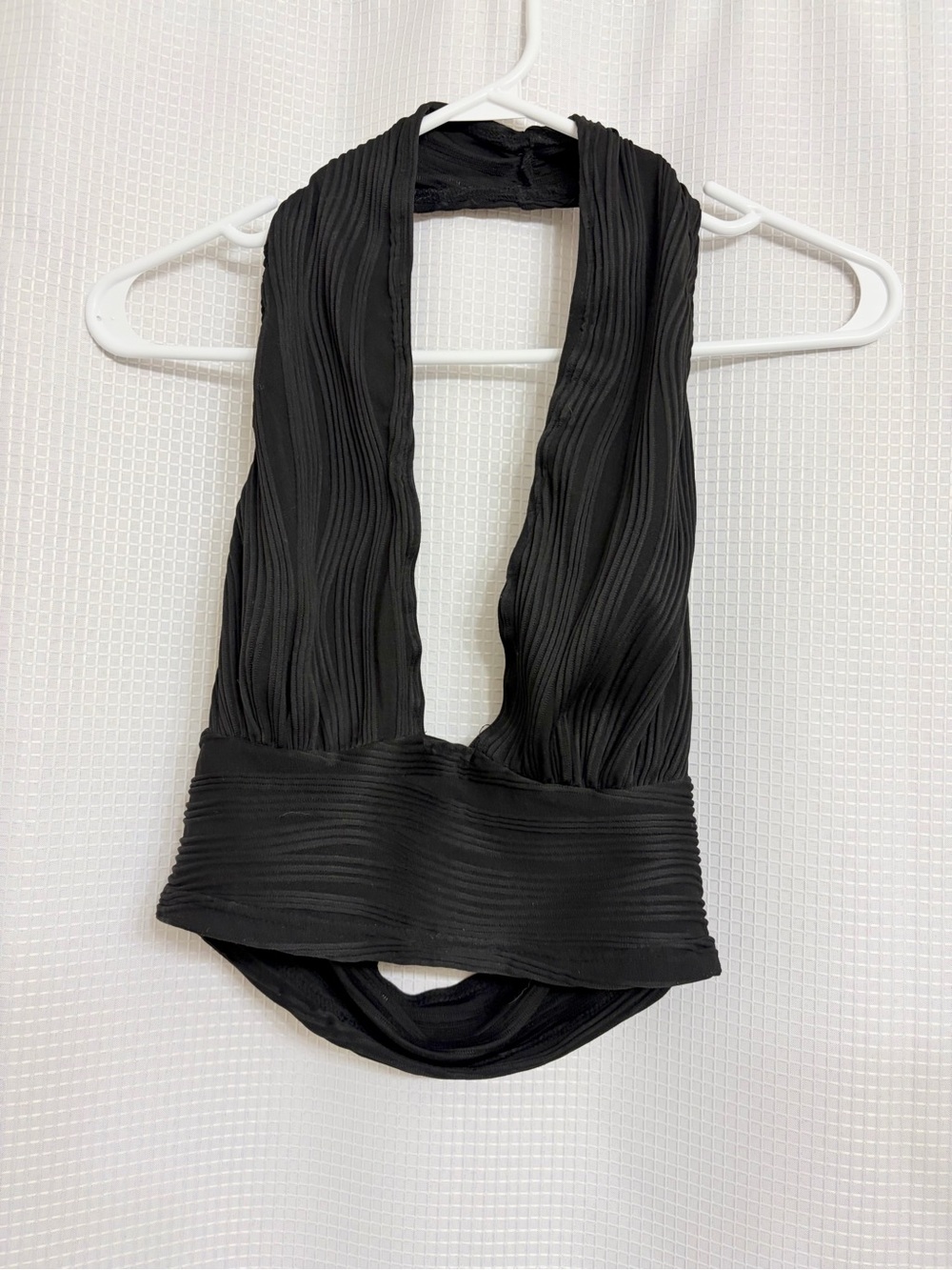Black Pleaded Halter Top